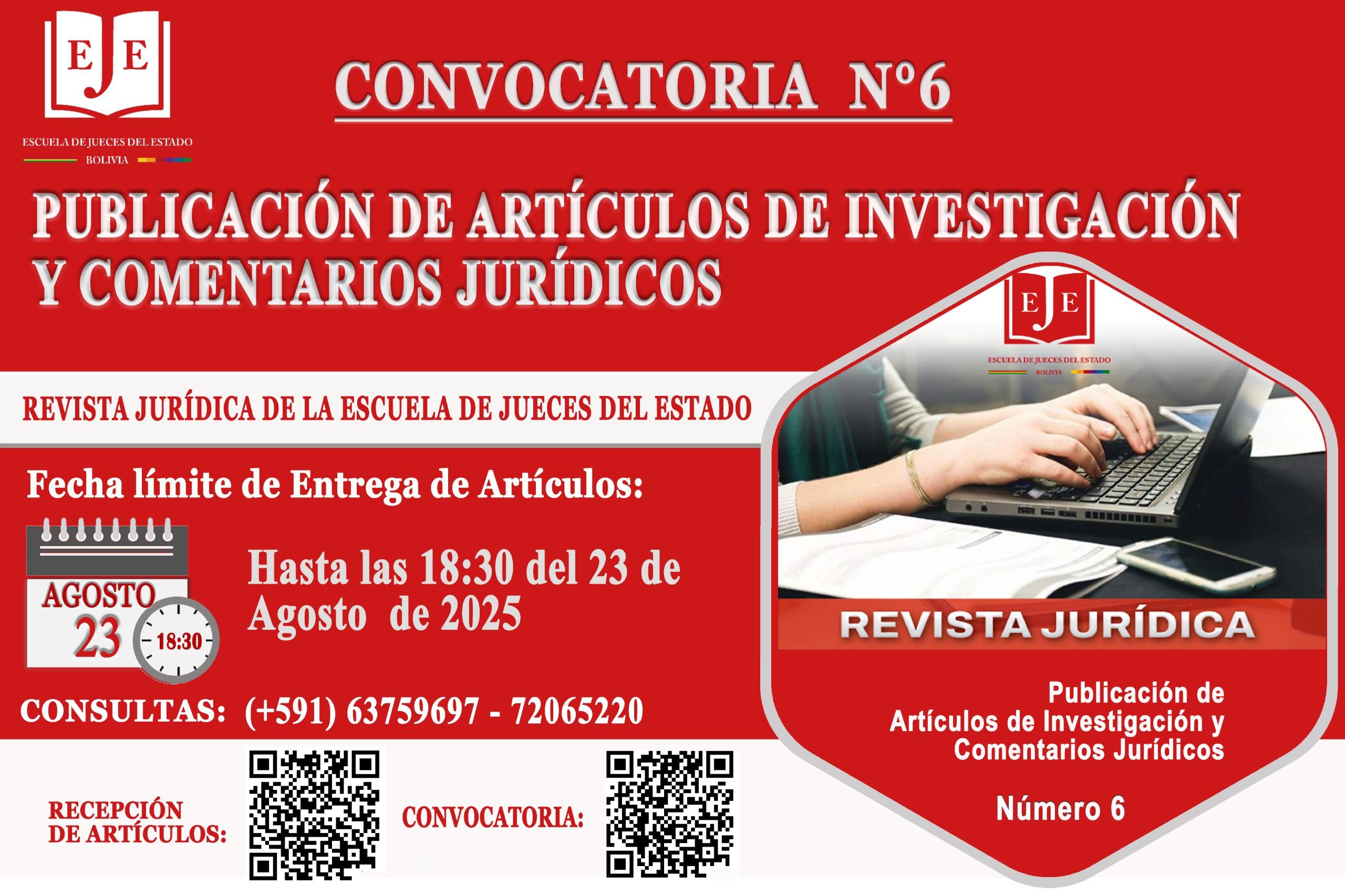 Lanzamiento Convocatoria Nº 6 de la Revista Jurídica de la Escuela de Jueces del Estado