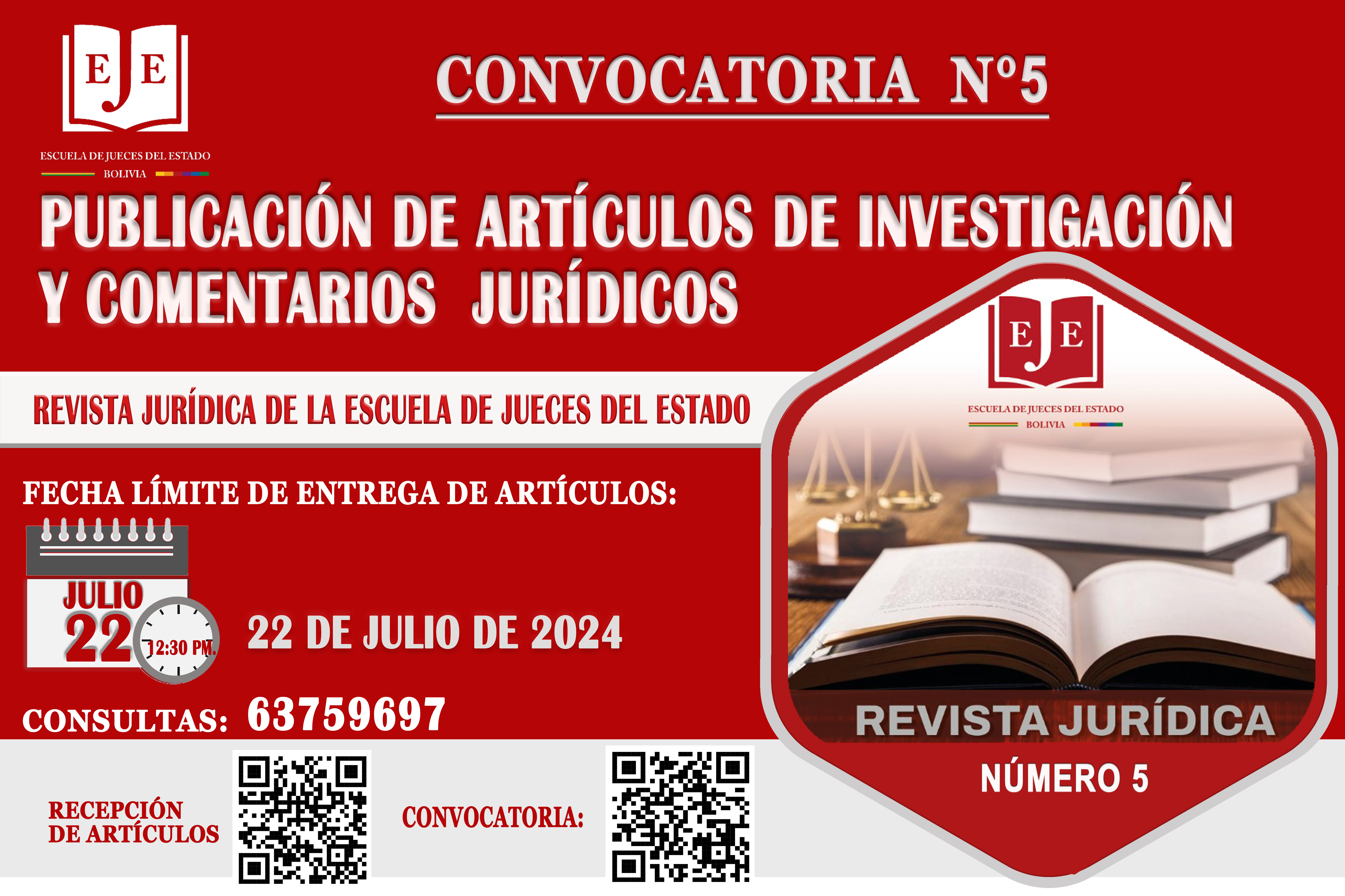 CONVOCATORIA N° 5 - PUBLICACIÓN DE ARTICULOS DE INVESTIGACION Y COMENTARIOS JURÍDICOS