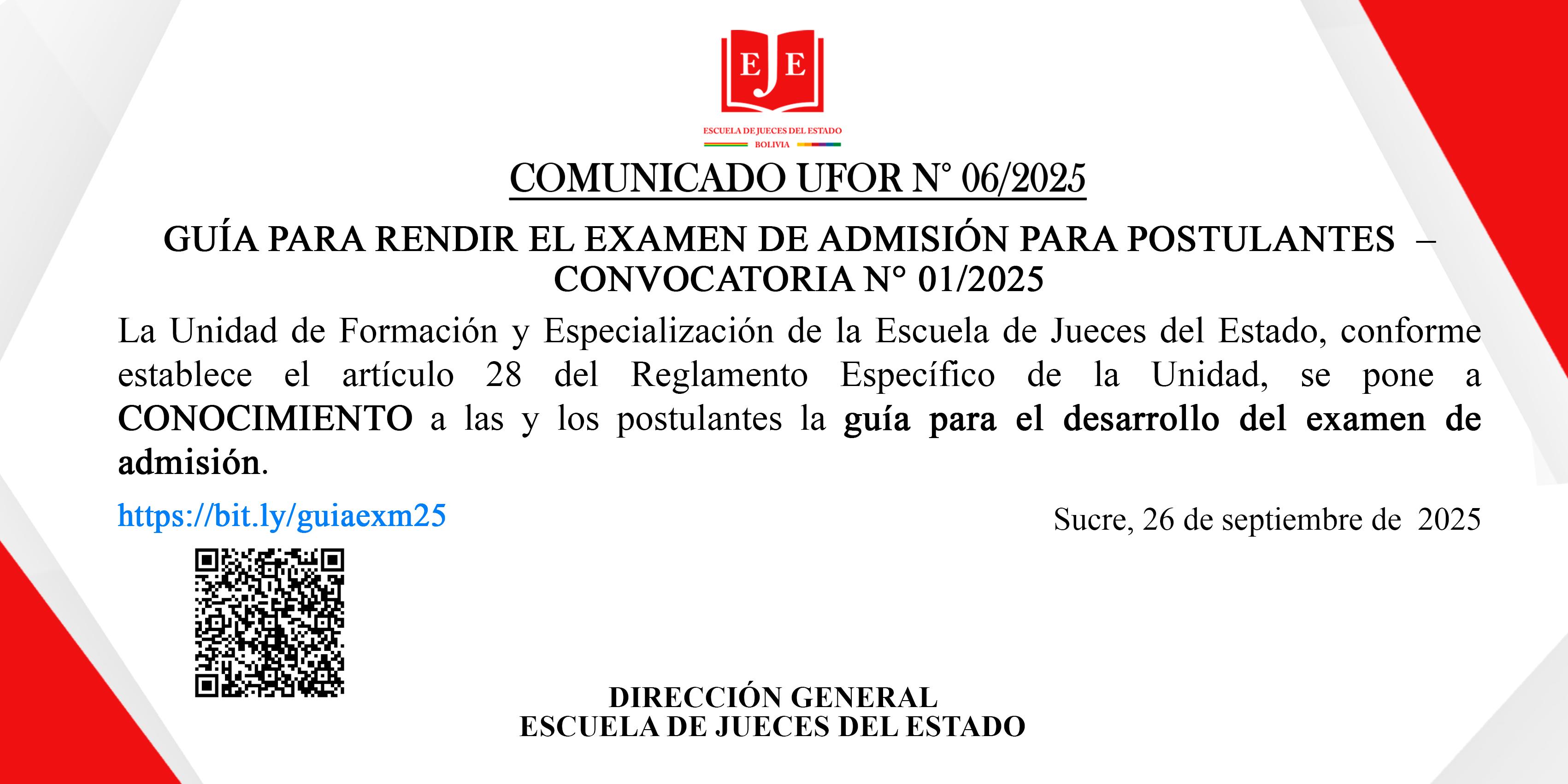 GUÍA PARA RENDIR EL EXAMEN DE ADMISIÓN PARA POSTULANTES