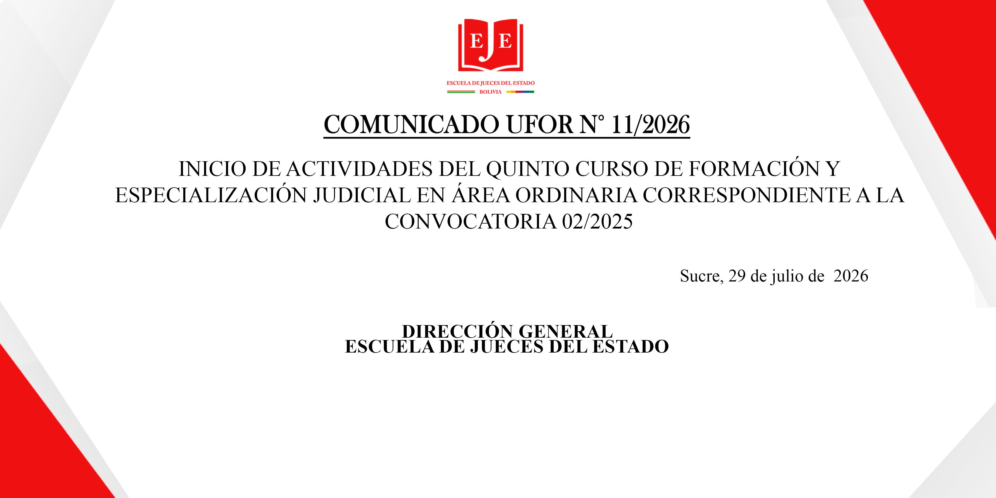 INICIO DE ACTIVIDADES DEL QUINTO CURSO DE FORMACIÓN Y ESPECIALIZACIÓN JUDICIAL EN ÁREA ORDINARIA CORRESPONDIENTE A LA CONVOCATORIA 02/2025